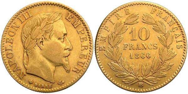 10 Franc Second French Empire (1852-1870) Gold Napoleon III (1808-1873)