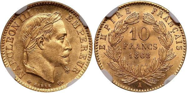 10 Franc Second French Empire (1852-1870) Gold Napoleon III (1808-1873)