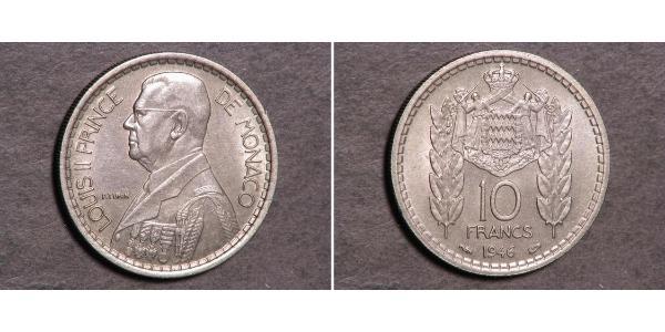 10 Franc Monaco Kupfer/Nickel Louis II. von Monaco (1870-1949)