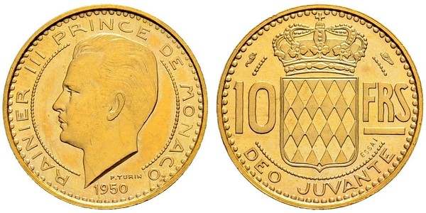 10 Franc Monaco Or Rainier III