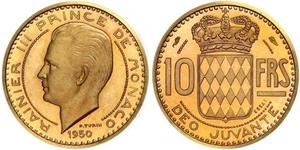 10 Franc Principato di Monaco Oro Ranieri III di Monaco
