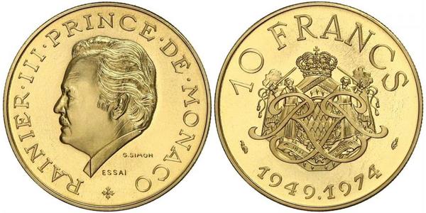 10 Franc Principato di Monaco Oro Ranieri III di Monaco