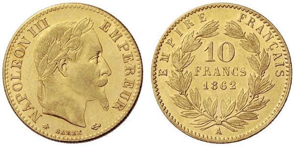 10 Franc Secondo Impero francese (1852-1870) Oro Napoleone III (1808-1873)