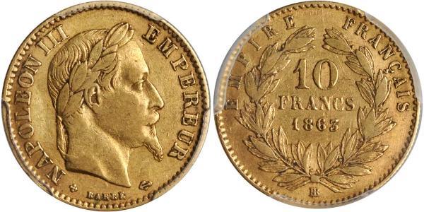 10 Franc Secondo Impero francese (1852-1870) Oro Napoleone III (1808-1873)