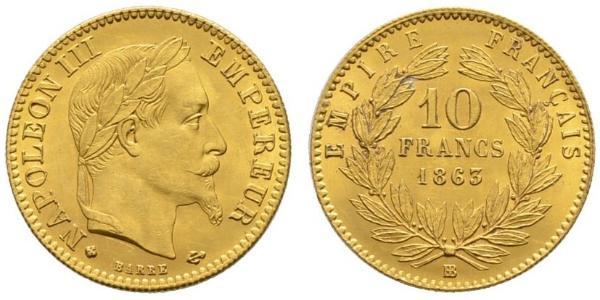 10 Franc Secondo Impero francese (1852-1870) Oro Napoleone III (1808-1873)
