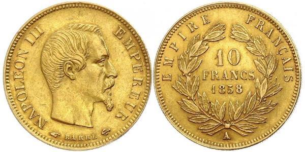 10 Franc Secondo Impero francese (1852-1870) Oro Napoleone III (1808-1873)