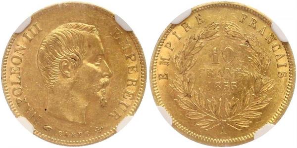 10 Franc Secondo Impero francese (1852-1870) Oro Napoleone III (1808-1873)