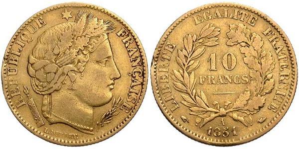 10 Franc Segunda República Francesa (1848-1852) Oro 