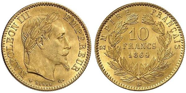 10 Franc Segundo Imperio francés (1852-1870) Oro Napoleon III (1808-1873)