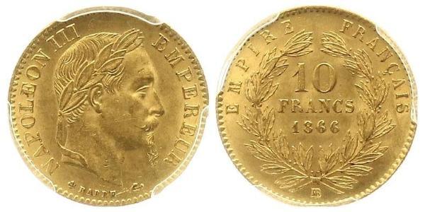 10 Franc Segundo Imperio francés (1852-1870) Oro Napoleon III (1808-1873)