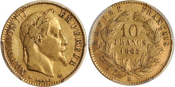 10 Franc Segundo Imperio francés (1852-1870) Oro Napoleon III (1808-1873)