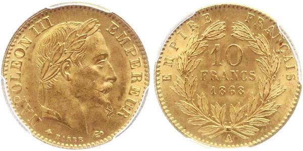10 Franc Segundo Imperio francés (1852-1870) Oro Napoleon III (1808-1873)