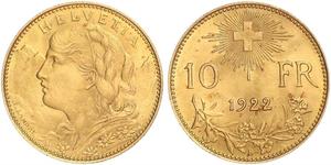 10 Franc Suiza Oro 