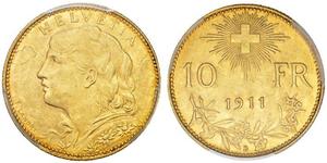 10 Franc Suiza Oro 