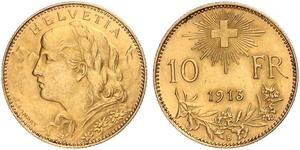 10 Franc Suiza Oro 