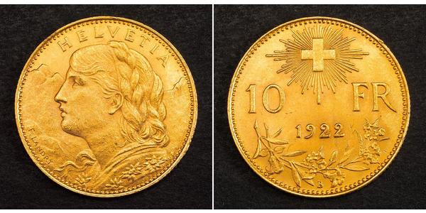 10 Franc Suiza Oro 