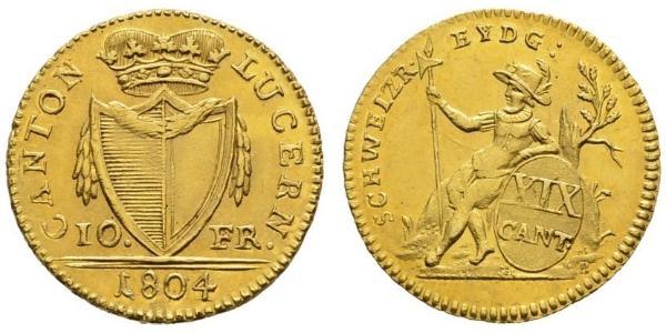 10 Franc Suiza Oro 