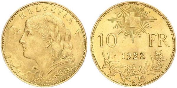 10 Franc Suiza Oro 