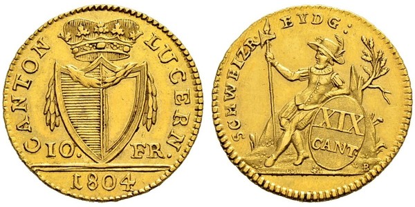 10 Franc Suiza Oro 