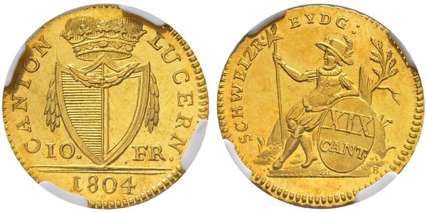 10 Franc Suiza Oro 