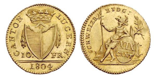 10 Franc Svizzera Oro 