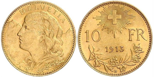 10 Franc Svizzera Oro 