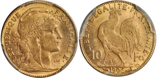 10 Franc Tercera República Francesa (1870-1940)  Oro 