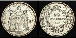 10 Franc Quinta República Francesa (1958 - ) Plata 