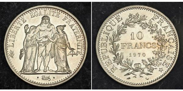 10 Franc Quinta República Francesa (1958 - ) Plata 