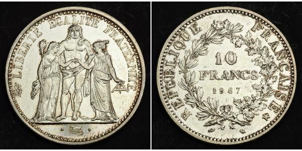 10 Franc Quinta República Francesa (1958 - ) Plata 
