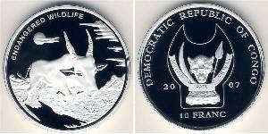 10 Franc República Democrática del Congo Plata 