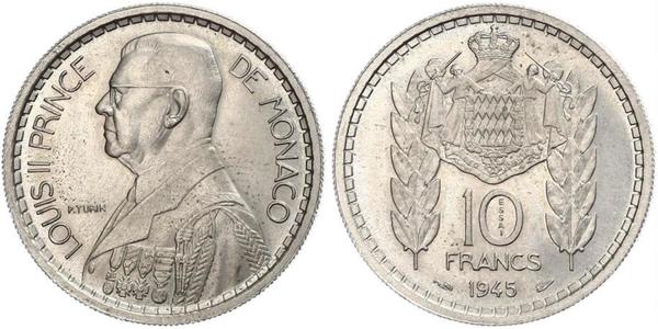 10 Franc Principato di Monaco Rame/Nichel Luigi II di Monaco (1870-1949)