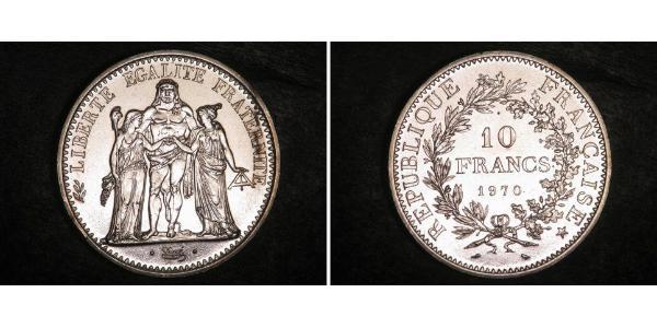 10 Franc French Fifth Republic (1958 - ) Silver 