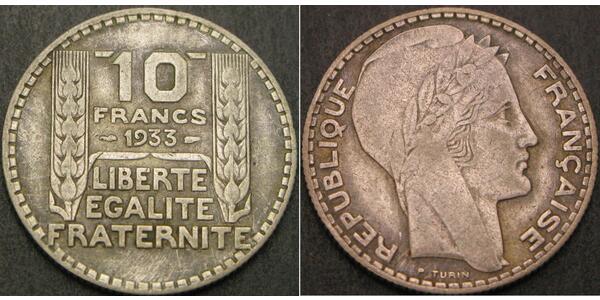 10 Franc French Third Republic (1870-1940)  Silver 