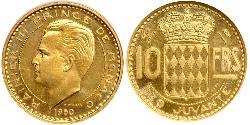 10 Franc Monaco 金 兰尼埃三世