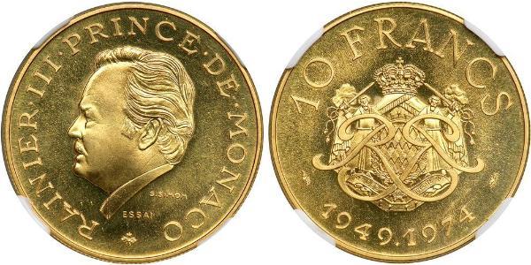 10 Franc Monaco 金 兰尼埃三世