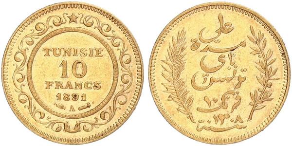 10 Franc Tunisia 金 