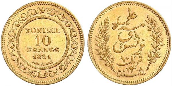 10 Franc Tunisia 金 