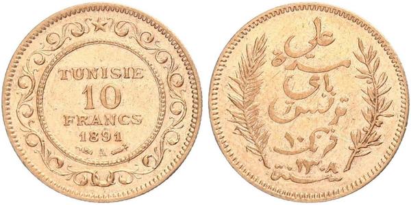 10 Franc Tunisia 金 