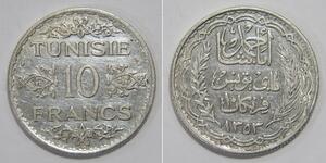 10 Franc Tunisia 銀 