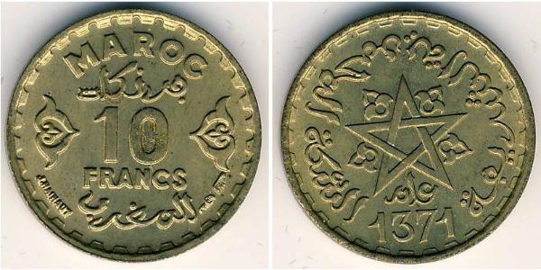 10 Franc 摩洛哥 青铜 