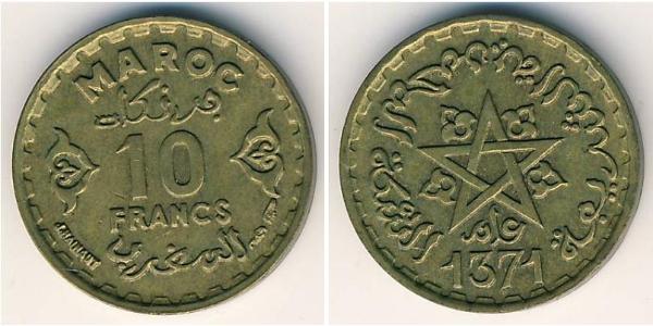 10 Franc 摩洛哥 青铜 