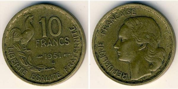 10 Franc 法兰西第四共和国 (1946 - 1958) 青铜/铝 