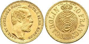 10 Franc / 1 Carolin Schweden Gold Oskar II. (Schweden) (1829-1907)