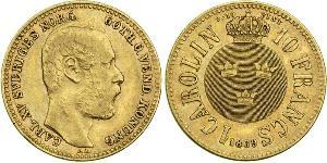 10 Franc / 1 Carolin Schweden Gold Oskar II. (Schweden) (1829-1907)