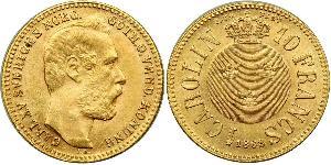 10 Franc / 1 Carolin Schweden Gold Oskar II. (Schweden) (1829-1907)