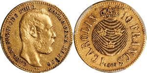 10 Franc / 1 Carolin Schweden Gold Oskar II. (Schweden) (1829-1907)