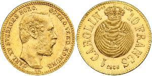 10 Franc / 1 Carolin Sweden Gold Oscar II of Sweden (1829-1907)