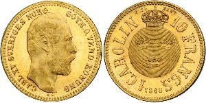 10 Franc / 1 Carolin Sweden Gold Oscar II of Sweden (1829-1907)