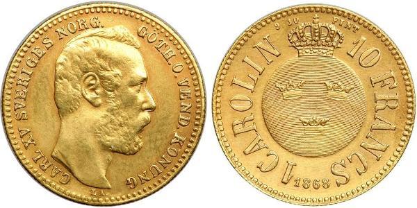 10 Franc / 1 Carolin Sweden Gold Oscar II of Sweden (1829-1907)
